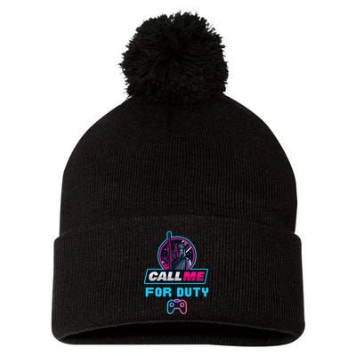 Call Me For Duty, Console Gaming Arcade Winning Mood Pom Pom 12in Knit Beanie
