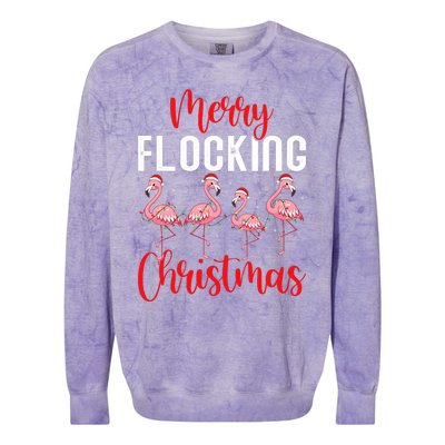 Christmas Merry Flocking Christmas Flamingo Colorblast Crewneck Sweatshirt