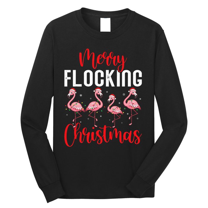 Christmas Merry Flocking Christmas Flamingo Long Sleeve Shirt