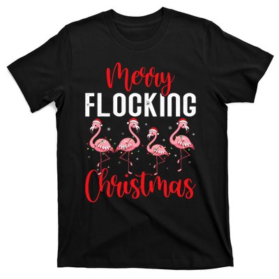 Christmas Merry Flocking Christmas Flamingo T-Shirt