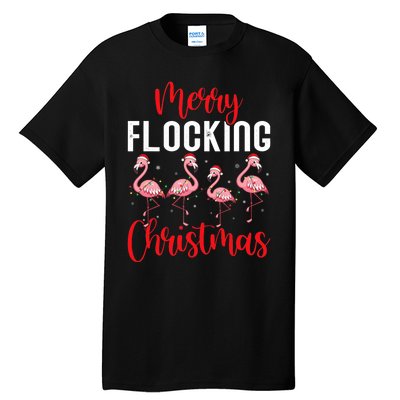 Christmas Merry Flocking Christmas Flamingo Tall T-Shirt