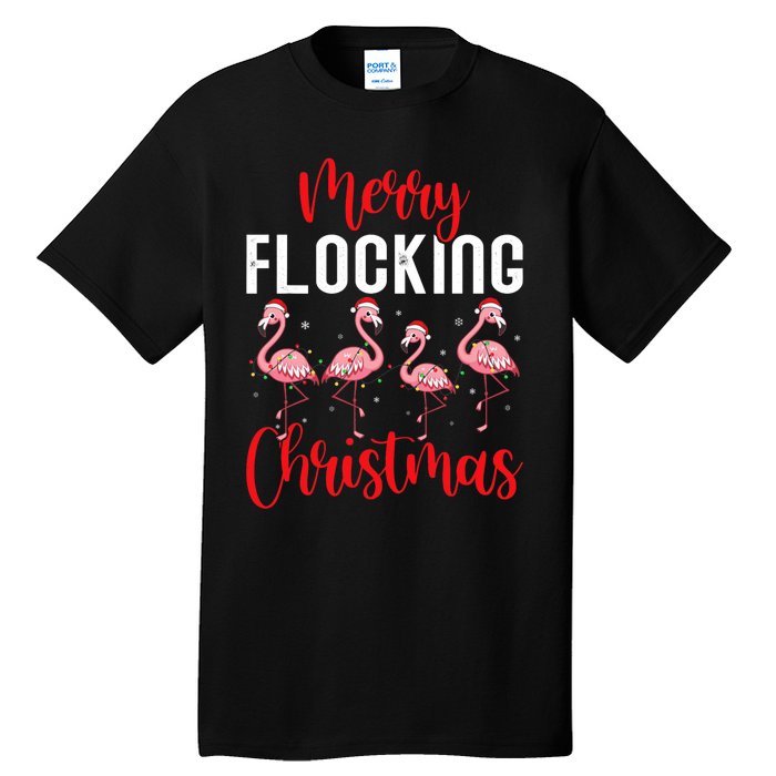 Christmas Merry Flocking Christmas Flamingo Tall T-Shirt