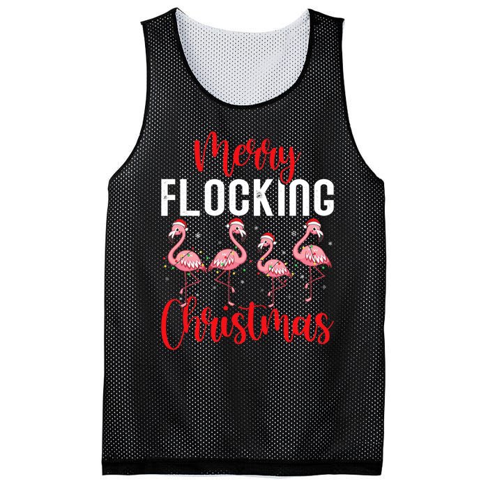 Christmas Merry Flocking Christmas Flamingo Mesh Reversible Basketball Jersey Tank