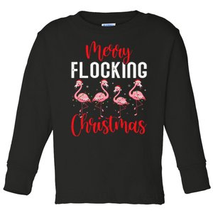 Christmas Merry Flocking Christmas Flamingo Toddler Long Sleeve Shirt