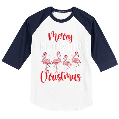 Christmas Merry Flocking Christmas Flamingo Baseball Sleeve Shirt