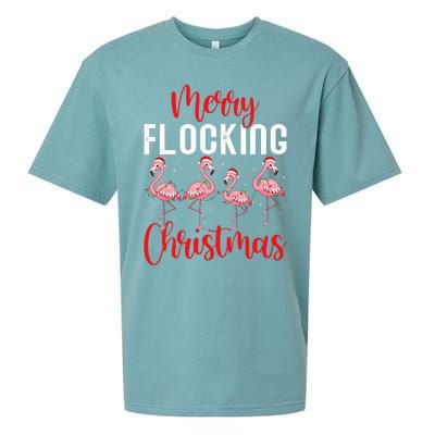 Christmas Merry Flocking Christmas Flamingo Sueded Cloud Jersey T-Shirt