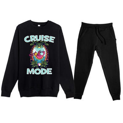 Cruise Mode Family Vacation Funny Ship Cruising Gift Premium Crewneck Sweatsuit Set