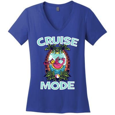 Cruise Mode Family Vacation Funny Ship Cruising Gift Women's V-Neck T-Shirt