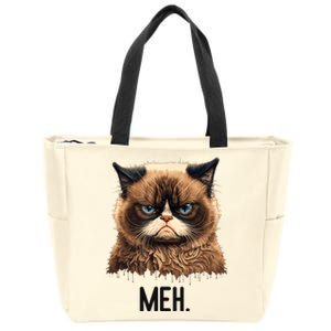 Cat Meh Funny Cat Lover Kitten Quotes Women Zip Tote Bag