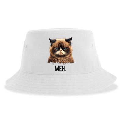 Cat Meh Funny Cat Lover Kitten Quotes Women Sustainable Bucket Hat