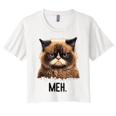 Cat Meh Funny Cat Lover Kitten Quotes Women Women's Crop Top Tee