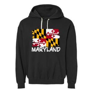 Cool Maryland Flag Garment-Dyed Fleece Hoodie