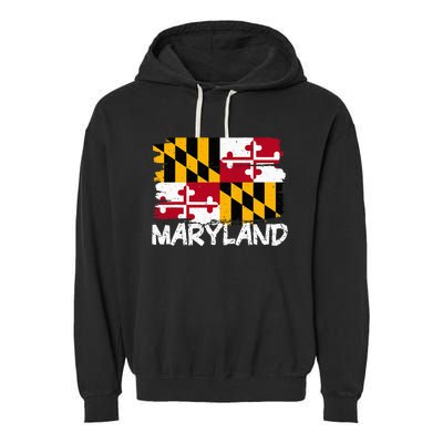 Cool Maryland Flag Garment-Dyed Fleece Hoodie