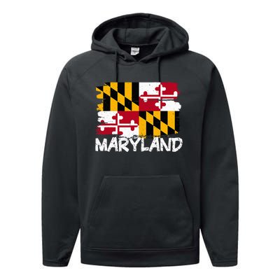 Cool Maryland Flag Performance Fleece Hoodie