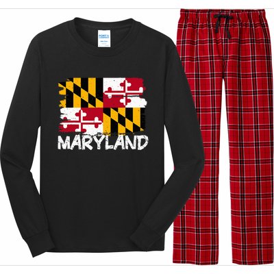 Cool Maryland Flag Long Sleeve Pajama Set