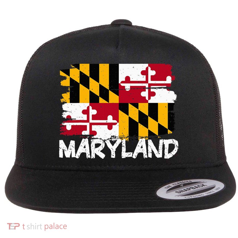 Cool Maryland Flag Flat Bill Trucker Hat