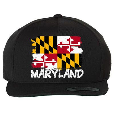 Cool Maryland Flag Wool Snapback Cap