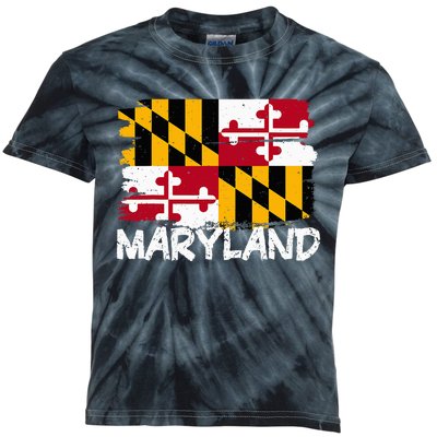 Cool Maryland Flag Kids Tie-Dye T-Shirt