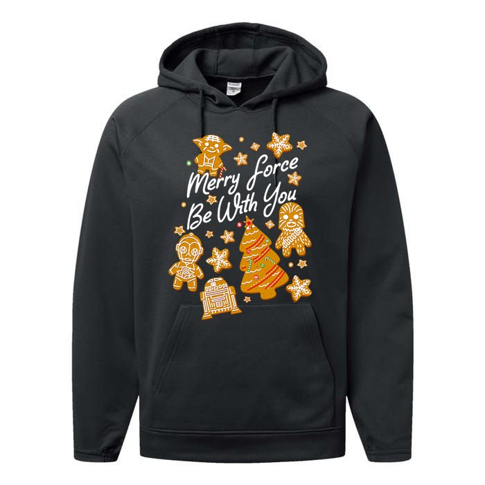 Christmas Merry Force Be With You Xmas Cookies Performance Fleece Hoodie