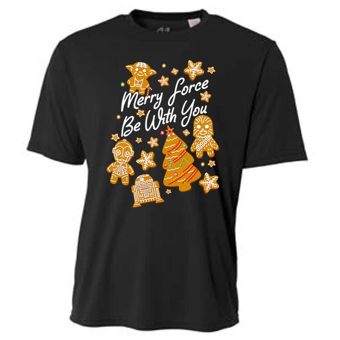 Christmas Merry Force Be With You Xmas Cookies Cooling Performance Crew T-Shirt