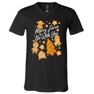 Christmas Merry Force Be With You Xmas Cookies V-Neck T-Shirt