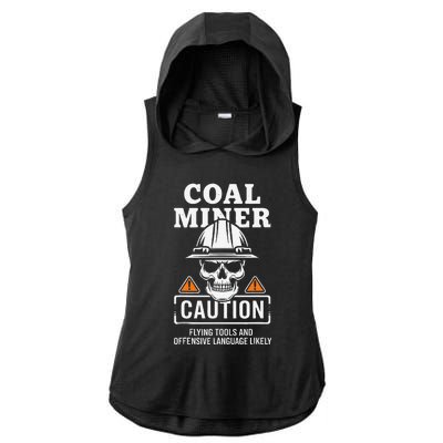 Coal Miner Flying Tools Funny Mining Mine Worker Ladies PosiCharge Tri-Blend Wicking Draft Hoodie Tank