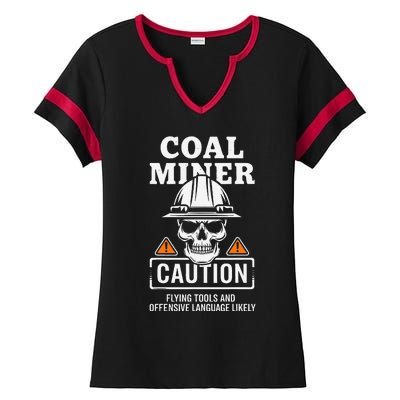 Coal Miner Flying Tools Funny Mining Mine Worker Ladies Halftime Notch Neck Tee