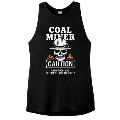 Coal Miner Flying Tools Funny Mining Mine Worker Ladies PosiCharge Tri-Blend Wicking Tank