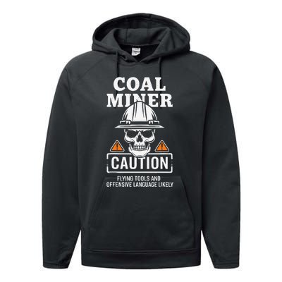 Coal Miner Flying Tools Funny Mining Mine Worker Performance Fleece Hoodie