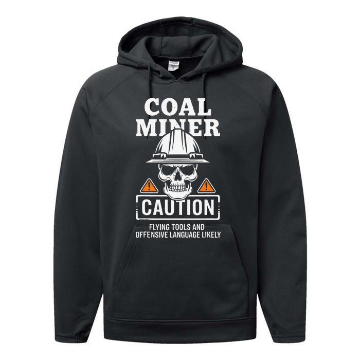 Coal Miner Flying Tools Funny Mining Mine Worker Performance Fleece Hoodie