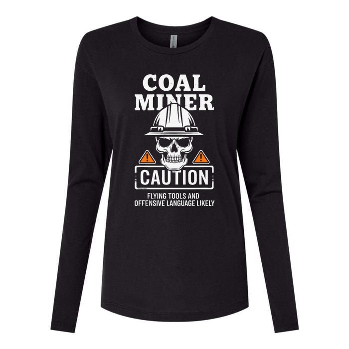 Coal Miner Flying Tools Funny Mining Mine Worker Womens Cotton Relaxed Long Sleeve T-Shirt