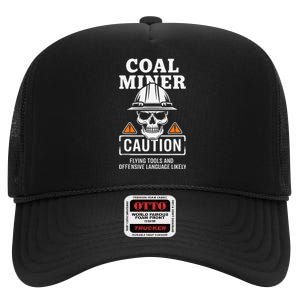 Coal Miner Flying Tools Funny Mining Mine Worker High Crown Mesh Back Trucker Hat