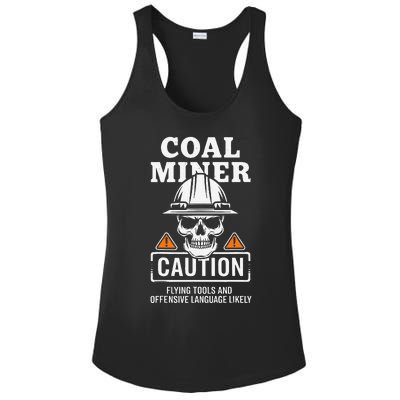 Coal Miner Flying Tools Funny Mining Mine Worker Ladies PosiCharge Competitor Racerback Tank