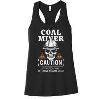 Coal Miner Flying Tools Funny Mining Mine Worker Women's Racerback Tank