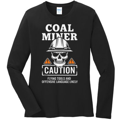 Coal Miner Flying Tools Funny Mining Mine Worker Ladies Long Sleeve Shirt