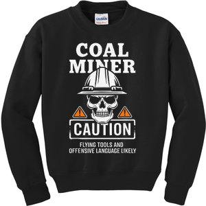 Coal Miner Flying Tools Funny Mining Mine Worker Kids Sweatshirt