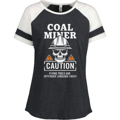 Coal Miner Flying Tools Funny Mining Mine Worker Enza Ladies Jersey Colorblock Tee