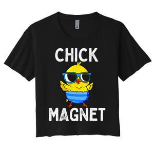 Chick Magnet Funny Easter Cute Baby Chicken Lover Women's Crop Top Tee