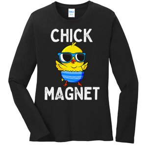 Chick Magnet Funny Easter Cute Baby Chicken Lover Ladies Long Sleeve Shirt