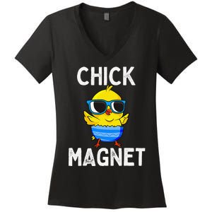 Chick Magnet Funny Easter Cute Baby Chicken Lover Women's V-Neck T-Shirt