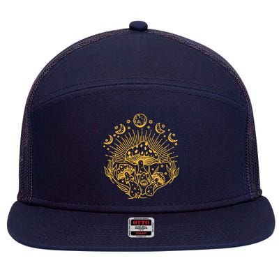 Cottagecore Mushrooms Fungi Goblincore Aesthetic Mycology 7 Panel Mesh Trucker Snapback Hat