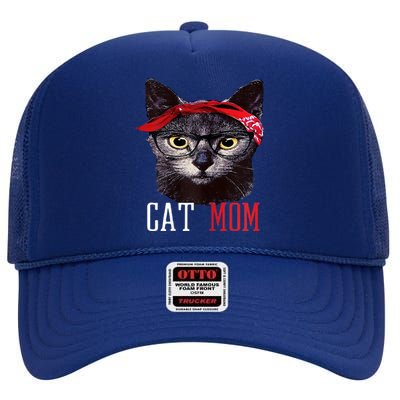 Cat Mom Funny And Cute Gift For Animal Lovers High Crown Mesh Back Trucker Hat