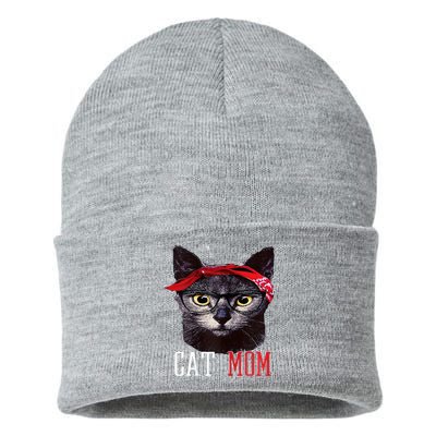 Cat Mom Funny And Cute Gift For Animal Lovers Sustainable Knit Beanie