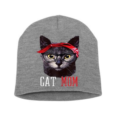 Cat Mom Funny And Cute Gift For Animal Lovers Short Acrylic Beanie