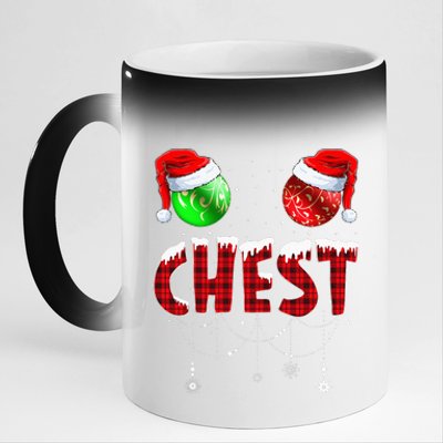 Chestnuts Matching Family Funny Chest Nuts Christmas Couples 11oz Black Color Changing Mug