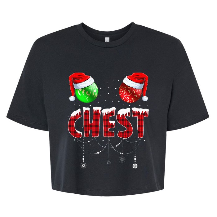 Chestnuts Matching Family Funny Chest Nuts Christmas Couples Bella+Canvas Jersey Crop Tee