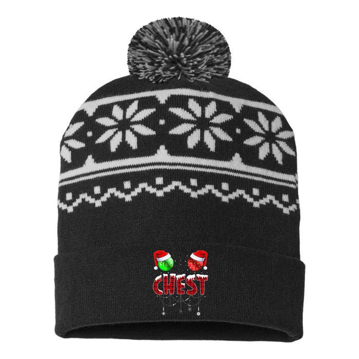 Chestnuts Matching Family Funny Chest Nuts Christmas Couples USA-Made Snowflake Beanie