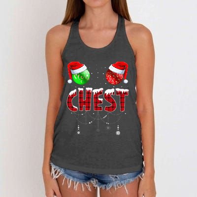 Chestnuts Matching Family Funny Chest Nuts Christmas Couples Women's Knotted Racerback Tank