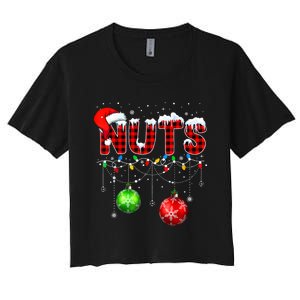 Chestnuts Matching Family Funny Chest Nuts Christmas Couples Women's Crop Top Tee