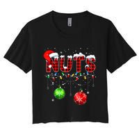 Chestnuts Matching Family Funny Chest Nuts Christmas Couples Women's Crop Top Tee